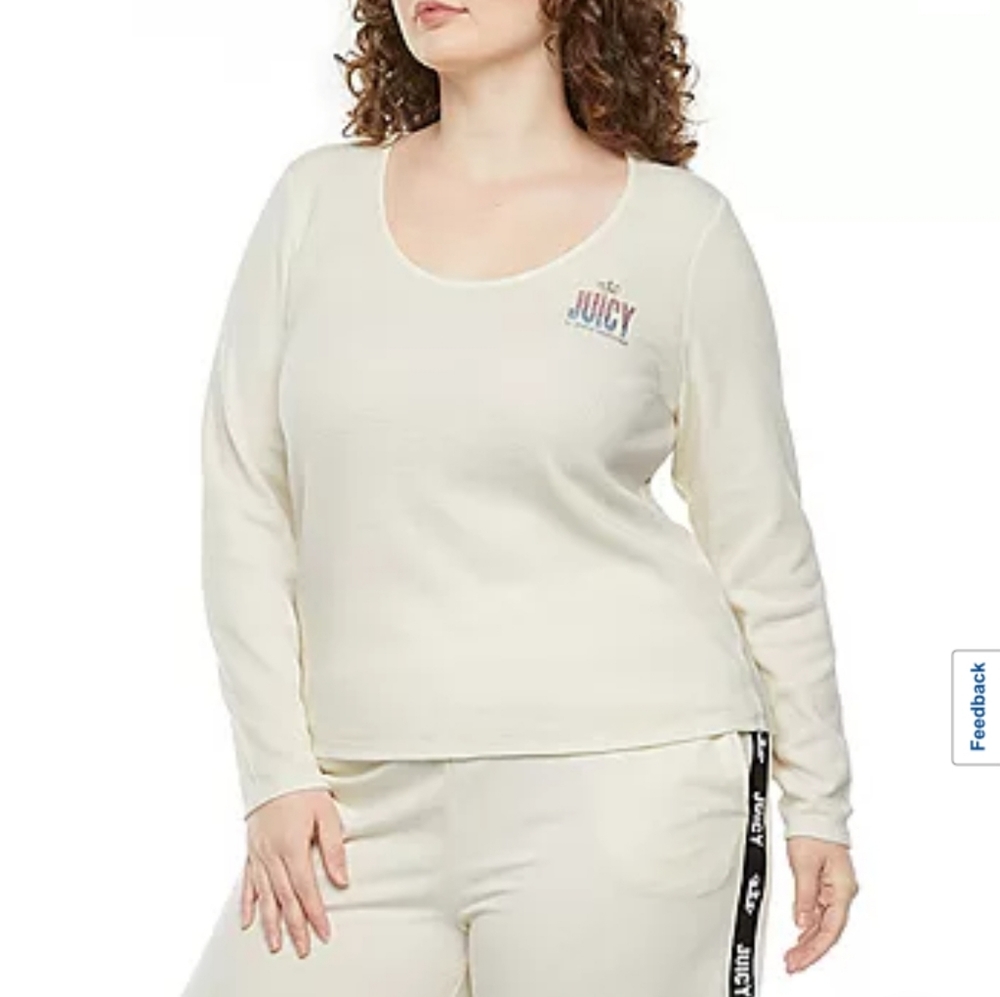 JUICY BY JUICY COUTURE WOMEN'S PLUS BOAT NECK LONG SLEEVE T-SHIRT, 1X, 2X, & 3X